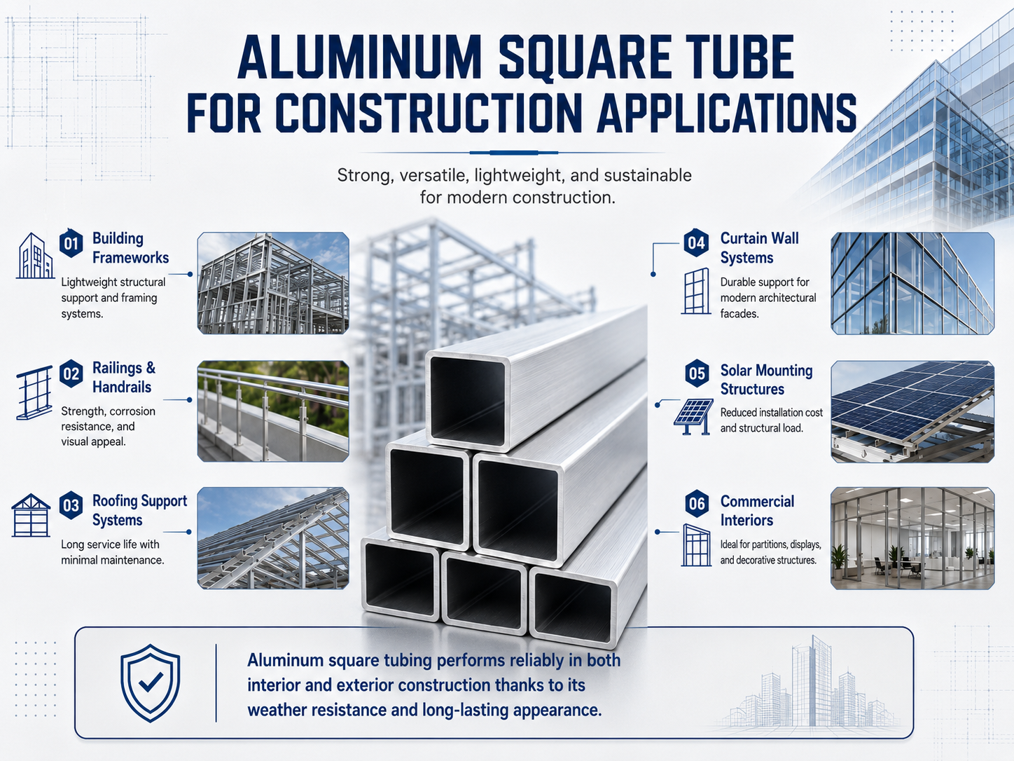 aluminum-square-tube-for-construction-applications Extruded Aluminium Square Tube