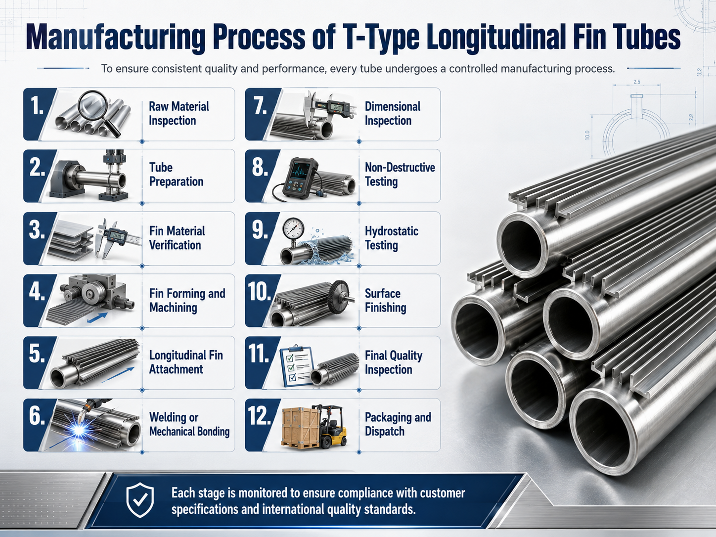 Manufacturing Process of T-Type Longitudinal Fin Tubes