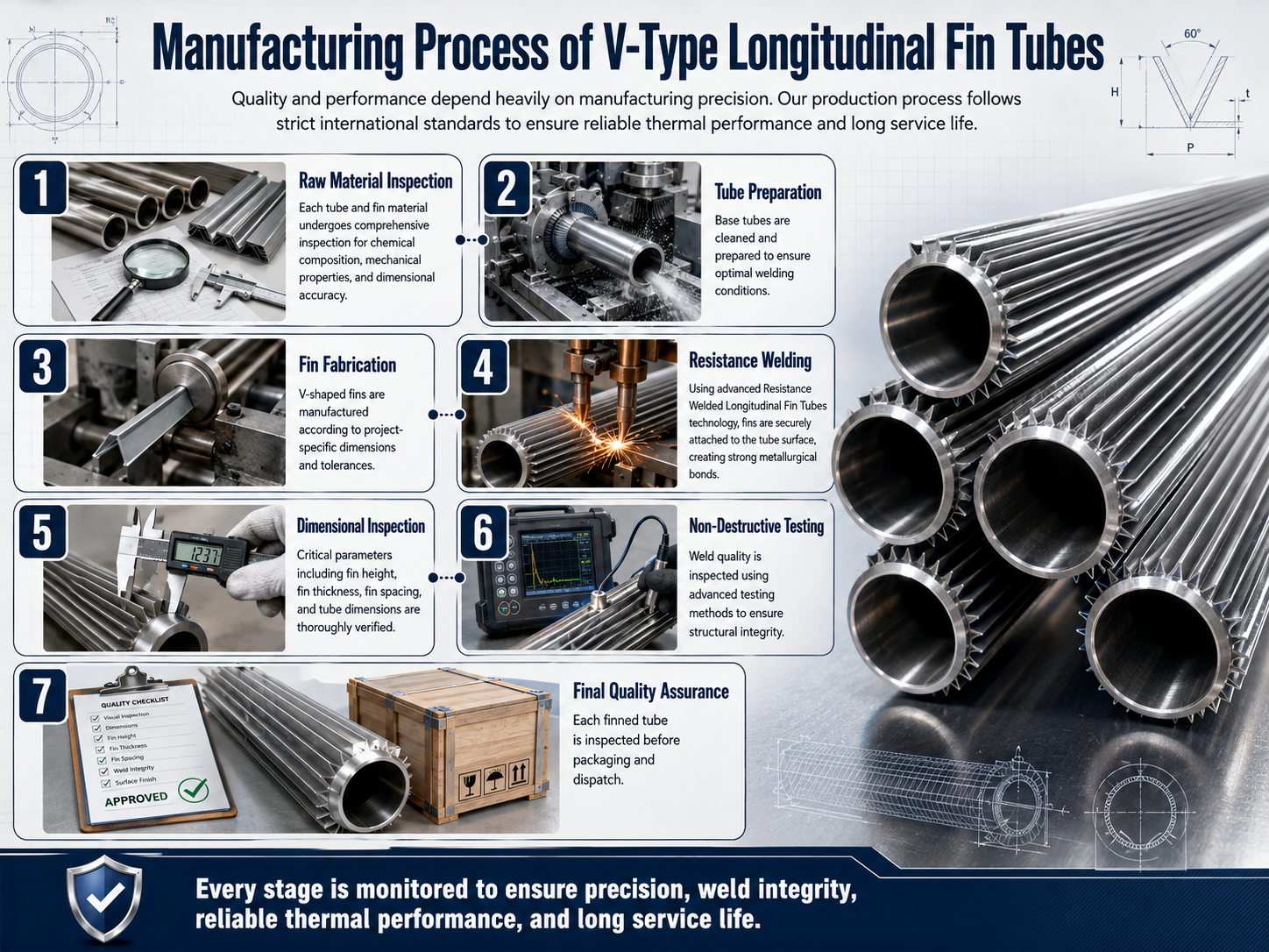 V-Type Longitudinal Fin Tubes